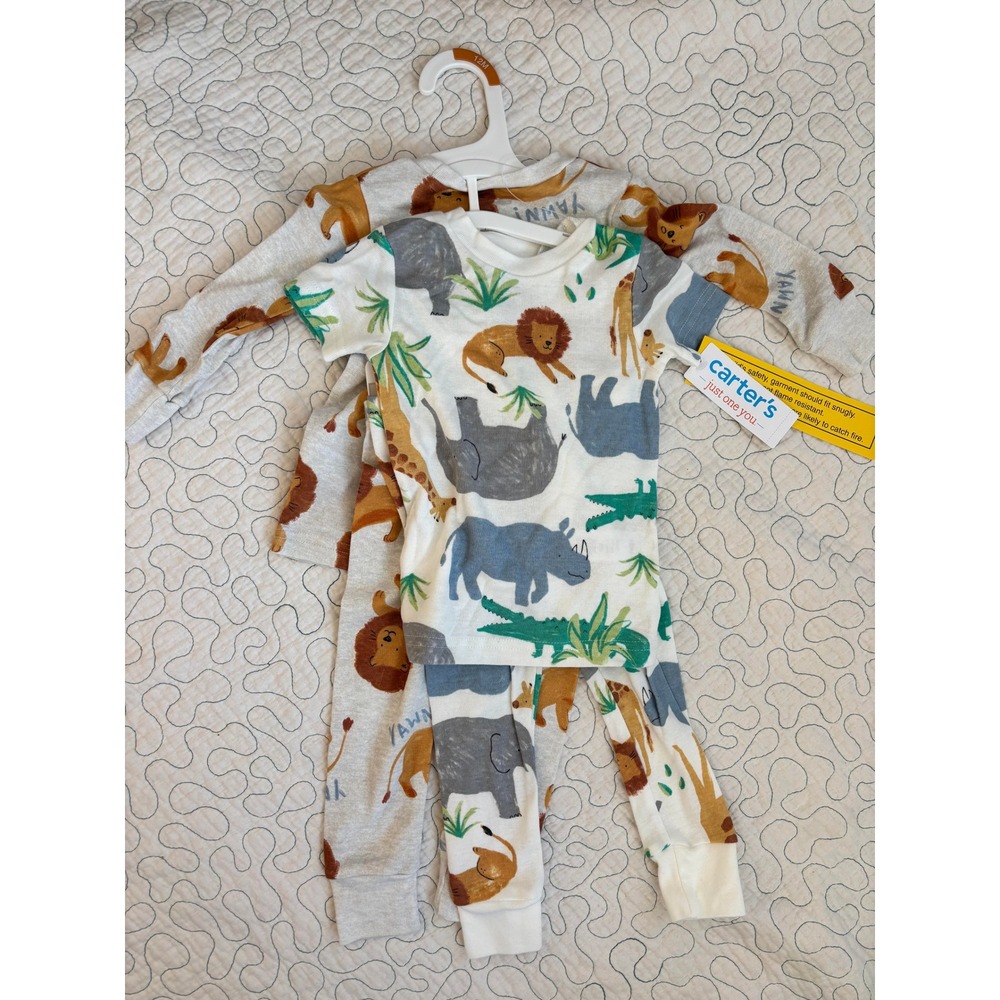 Carters Just One You 12 Months Safari 4 Piece Cotton Snug Fit Pajama Set